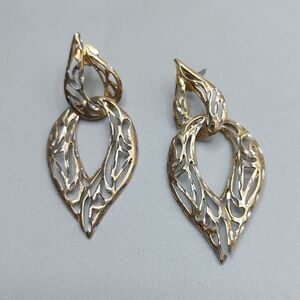 Vtg 90s Morning Sun Sterling Silver Openwork Linked Leaf Dangle Drop Earrings